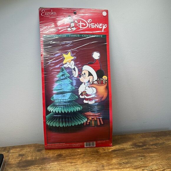 Vintage 1987 Eureka Mickey Mouse 16" Christmas Honeycomb Tissue Centerpiece - Picture 1 of 6